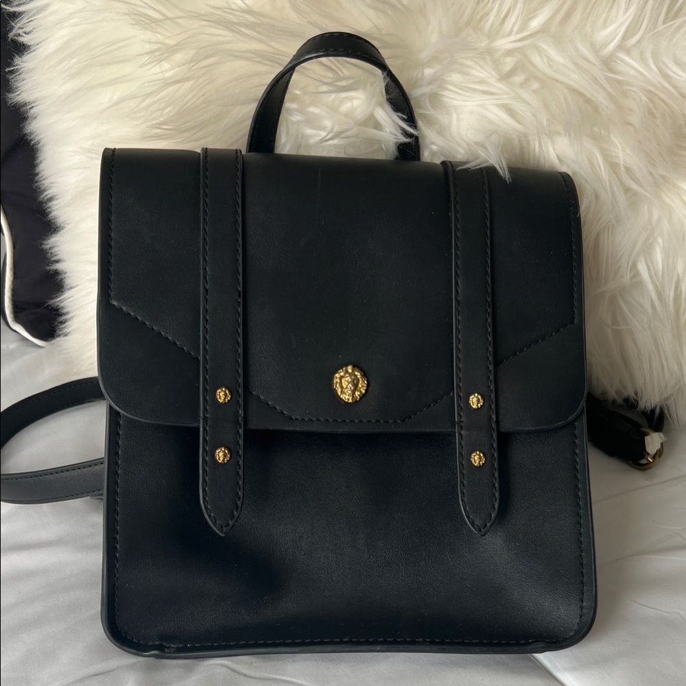 Anne Klein Black Backpack with Gold Accents